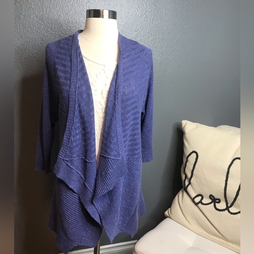 Eileen Fisher blue open front cardigan size PM